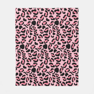 Modern Pink Leopard Pattern Animal Fleece Blanket