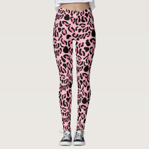 Modern Pink Leopard Pattern Animal Leggings