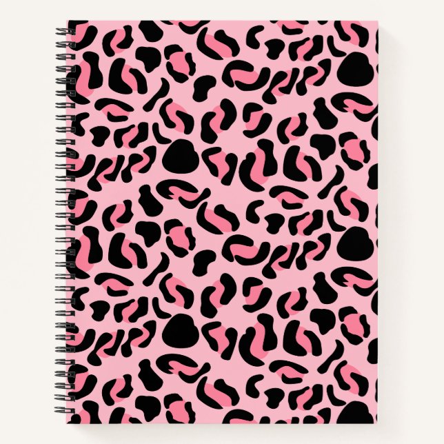 Modern Pink Leopard Pattern Animal Notebook (Front)