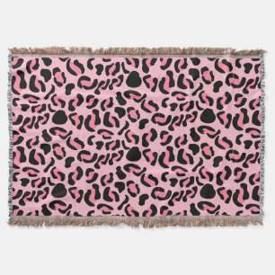 Modern Pink Leopard Pattern Animal Throw Blanket