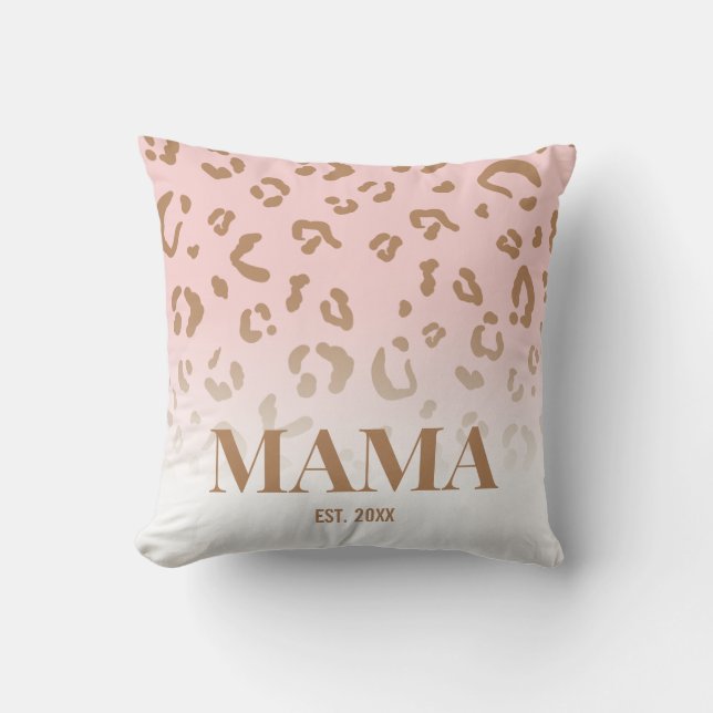 Modern Pink Leopard Pattern Personalised Mama Cushion (Front)