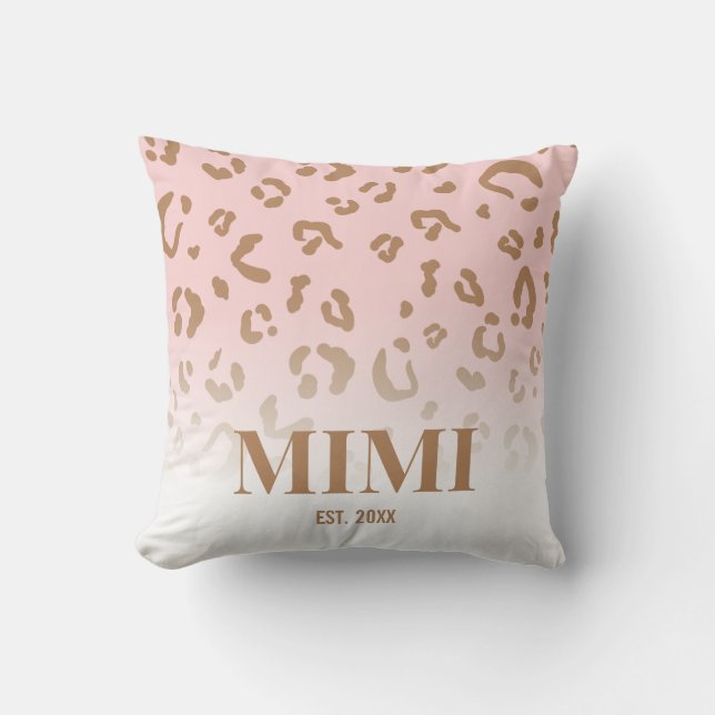 Modern Pink Leopard Pattern Personalised Mimi Cushion (Front)
