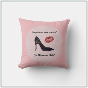 Modern Pink Let Women Lead Cushion
