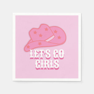 Modern Pink Let's Go Girls Cowboy Hat Rodeo Napkin