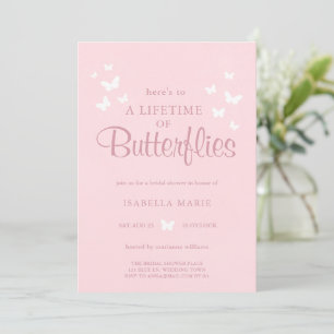 Modern Pink Lifetime of Butterflies Bridal Shower Invitation