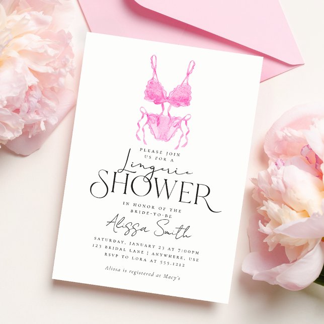 Modern Pink Lingerie Bridal Shower Invitation (Creator Uploaded)