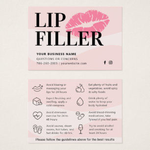 Modern Pink Lip Filler Aftercare Instructions Card