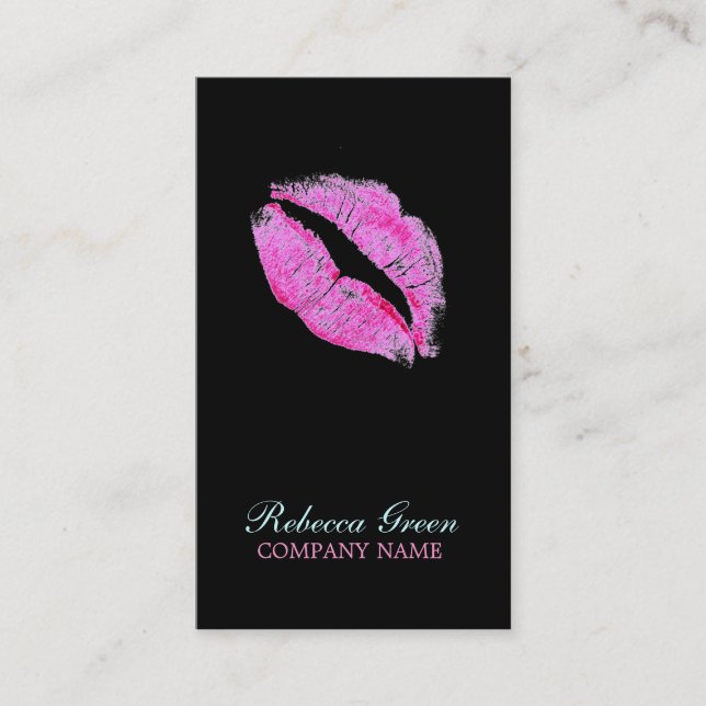 modern pink lips Makeup Artist cosmetologist Business Card (Front)