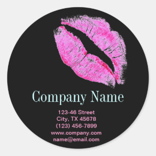 modern pink lips Makeup Artist cosmetologist Classic Round Sticker