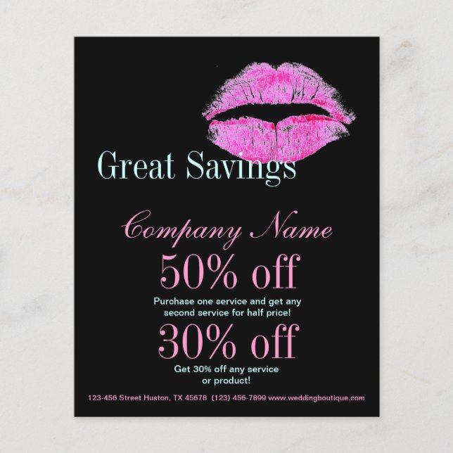 modern pink lips Makeup Artist cosmetologist Flyer (Front)