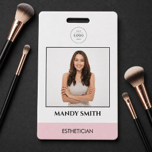 Modern Pink Logo Beauty ID Badge