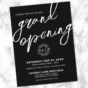 Modern Pink Logo Business Grand Opening Invitation Postcard