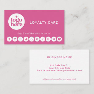Modern Pink Logo Business Loyalty Card