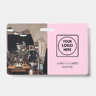 Modern Pink Logo   Business Staff Identity Design ID Badge