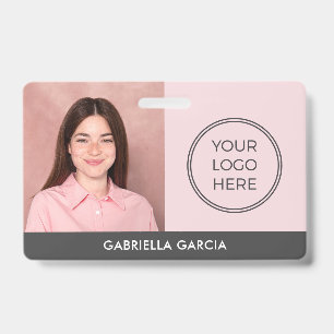 Modern Pink Logo Employee ID Badge