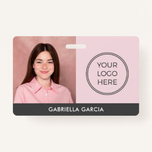 Modern Pink Logo Employee ID ID Badge