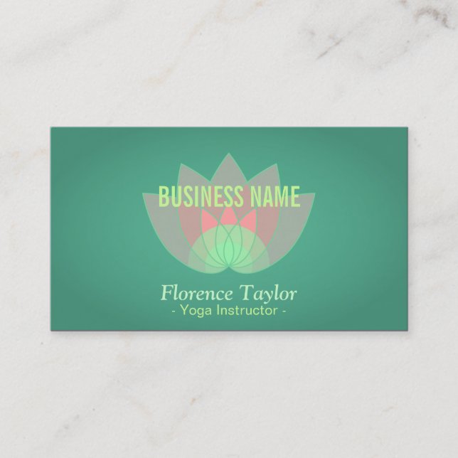 Modern, Pink Lotus Flower, Wellness Industry Business Card (Front)