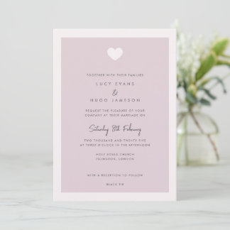 Modern Pink Love Heart Wedding Invitation