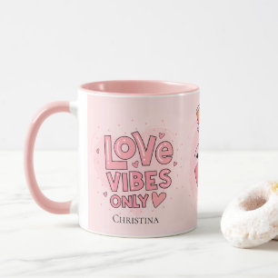 Modern Pink Love Vibes Only Love Position Name Mug