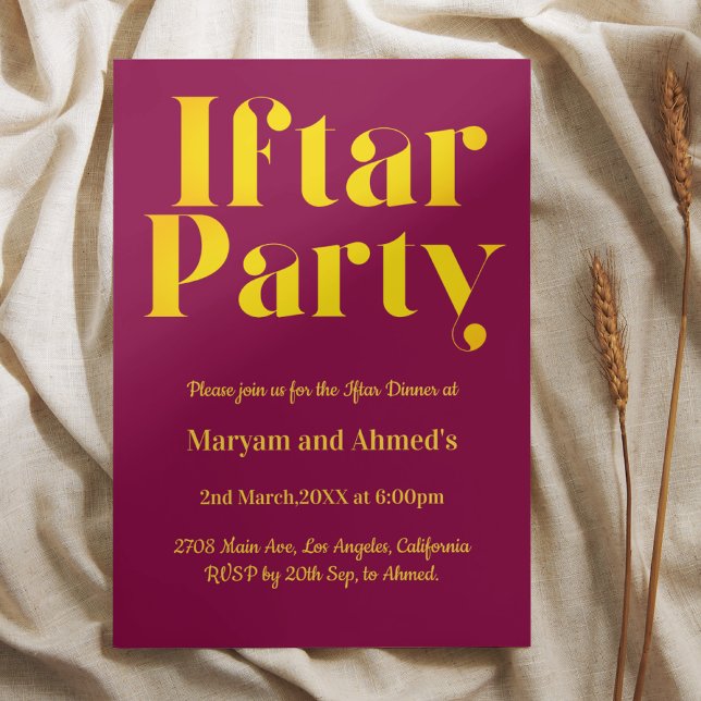 Modern Pink Magenta and Gold Iftar Party Invitation (Creator Uploaded)