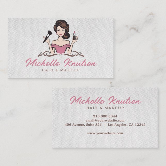 Modern Pink Makeup Artist & Hair Stylist Salon     Business Card (Front/Back)