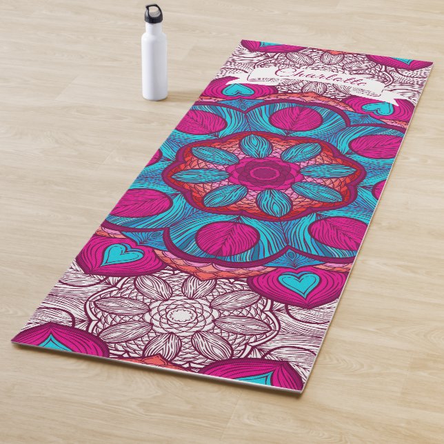 Modern Pink Mandala Personalised Gift  Yoga Mat (In Situ)