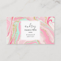 Modern pink marble chic gold elegant makeup artist