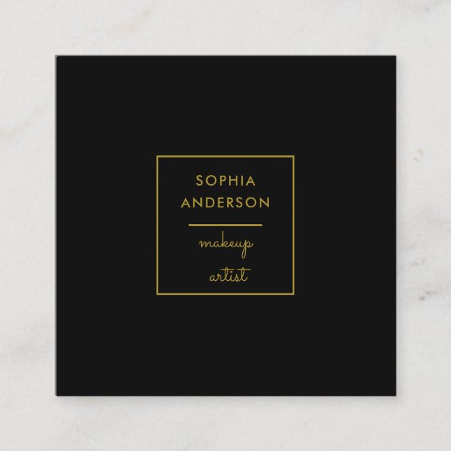 Modern pink marble elegant makeup artist square business card (Front)