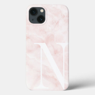 Modern Pink Marble Large Scale Monogram iPhone 13 Case