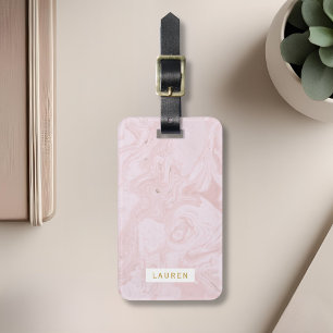 Modern Pink Marble Personalised Luggage Tag