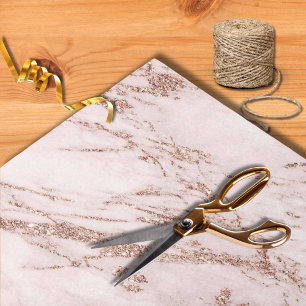 Modern Pink Marble Rose Gold Glitter Wedding Tissue Paper