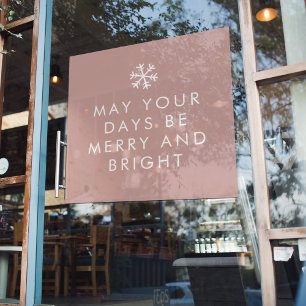 Modern Pink Merry Christmas   Holiday Window Cling