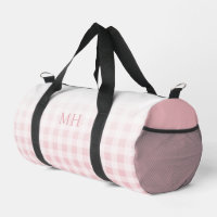 Modern Pink Minimal Gingham Pattern Monogram