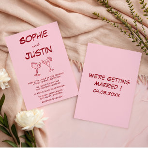 Modern Pink Minimalist Cocktail Wedding Invitation