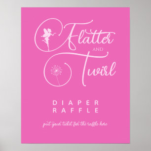 Modern Pink Minimalist Fairy Diaper Raffle Poster