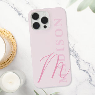 Modern Pink Minimalist Initial Monogram iPhone 16 Pro Max Case