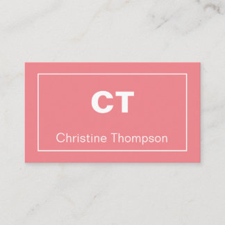 Modern Pink Minimalist Name and Initials  Business Card