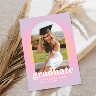 Modern Pink Minimalist Photo Graduation Invitation