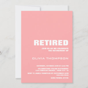 Modern Pink Minimalist Retirement Invitation