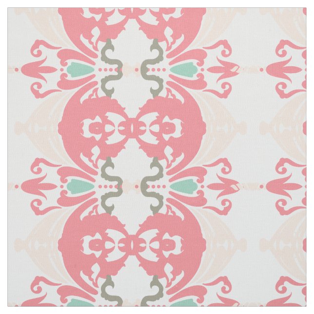 Modern Pink Mint Grey Floral Custom Fabric (Swatch)