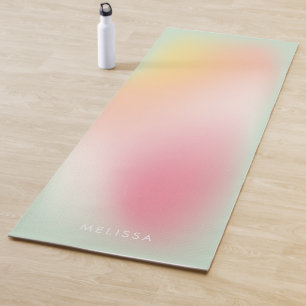 Modern Pink Mint Pastel Ombre Gradient Fitness  Yoga Mat