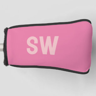 Modern Pink Monogram Initials Golf Head Cover