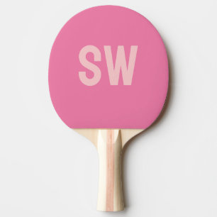 Modern Pink Monogram Initials Ping Pong Paddle
