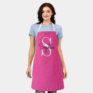 Modern Pink Monogram Personalised Name Apron