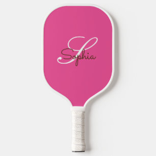 Modern Pink Monogram Personalised Name Pickleball Paddle