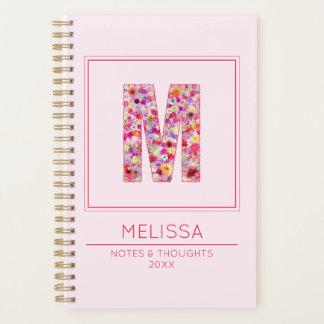 Modern Pink Monogrammed Name Letter M Planner