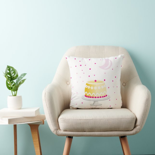 Modern Pink Moon and Stars Cake Pattern Cushion (Chair)