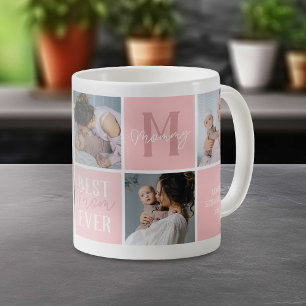 Modern Pink Mum Photo Collage Coffee Mug
