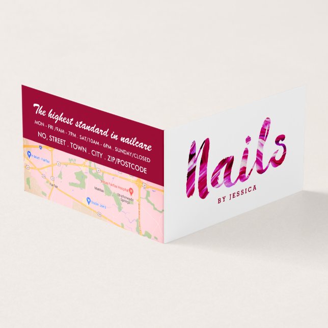Modern Pink, Nail Technician, Nail Salon Loyalty Business Card (Outside)