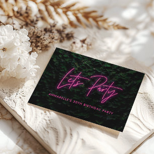 Modern pink neon foliage lets party contemporary invitation
